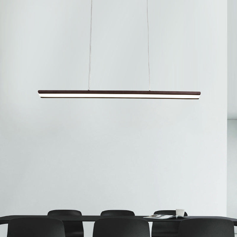 Slim Rectangle Down Lighting Simple Metallic LED Office Hanging Ceiling Lamp in Coffee, Warm/White/Natural Light