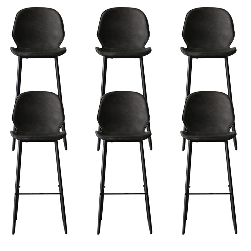 Industrial Faux Leather Bar Stool Patio Bar Stool with Metal Legs