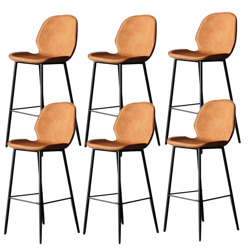 Industrial Faux Leather Bar Stool Patio Bar Stool with Metal Legs