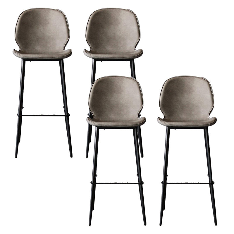 Industrial Faux Leather Bar Stool Patio Bar Stool with Metal Legs