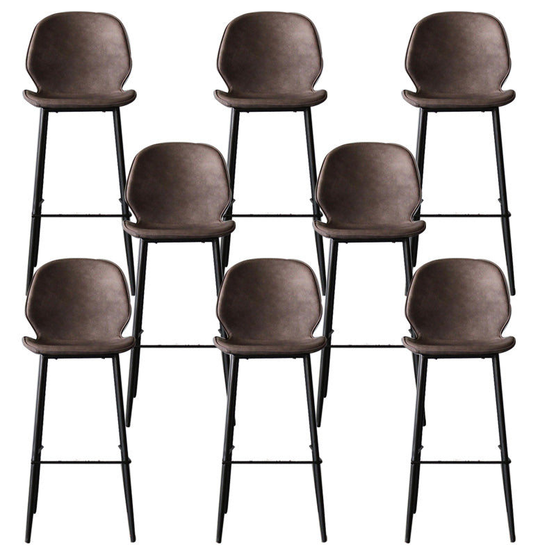 Industrial Faux Leather Bar Stool Patio Bar Stool with Metal Legs