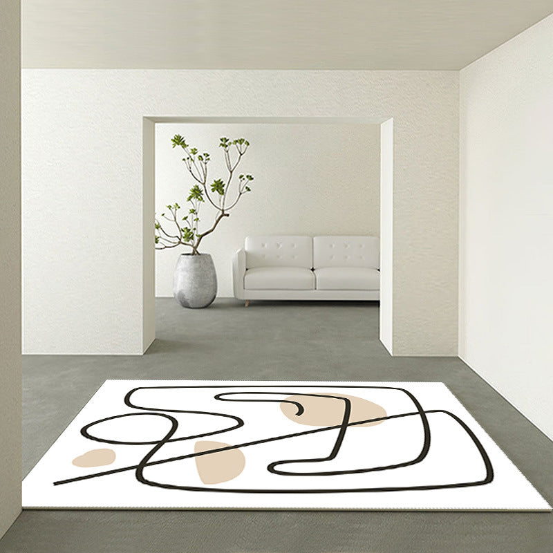 Modern White Carpet Polyester Pattern Carpet Washable Carpet for Home Decor