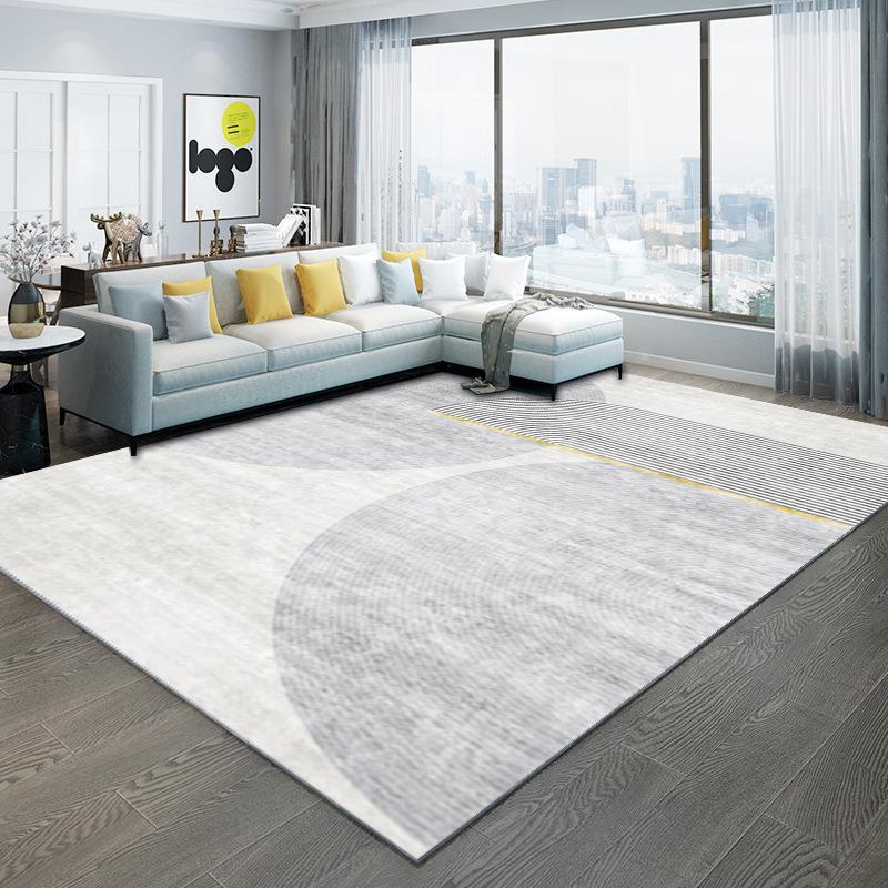 Gray Modern Rug Polyester Graphic Rug Stain Resistant Rug for Home Decor