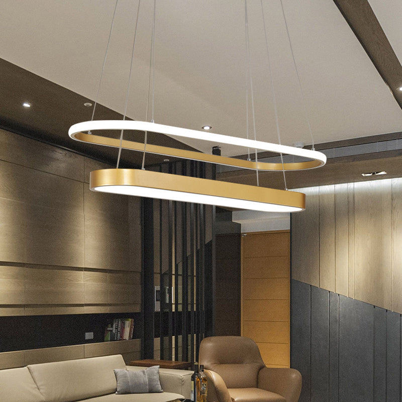 Lampadario a pendente a pendente a 2 recendenti neri/oro LED Minimalista Acrilico Acrylic Hanging Light in White/Carming Light