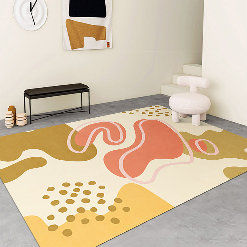 Modern Color Piece Rug Polyester Orange Rug Stain Resistant Rug for Drawing Room