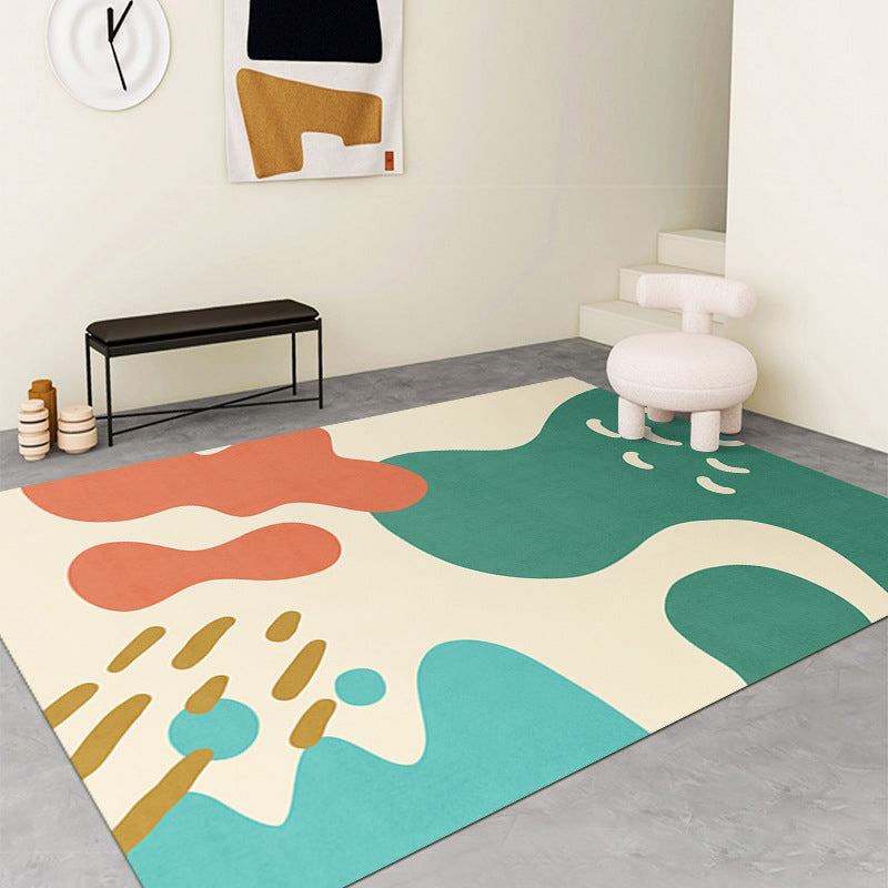 Modern Color Piece Rug Polyester Orange Rug Stain Resistant Rug for Drawing Room