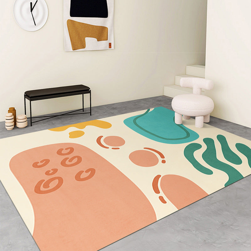 Modern Color Piece Rug Polyester Orange Rug Stain Resistant Rug for Drawing Room