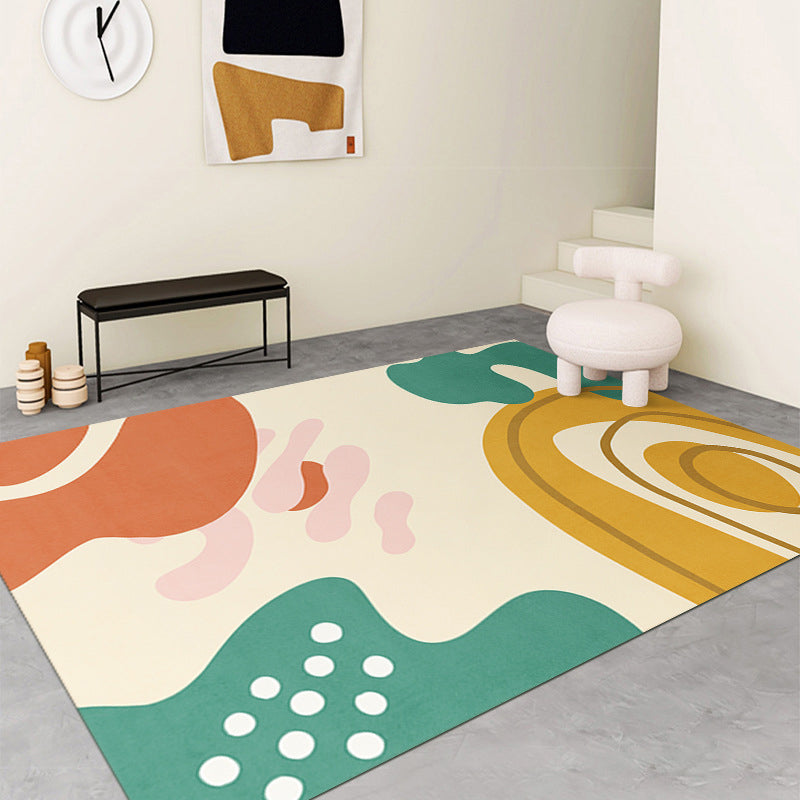 Modern Color Piece Rug Polyester Orange Rug Stain Resistant Rug for Drawing Room