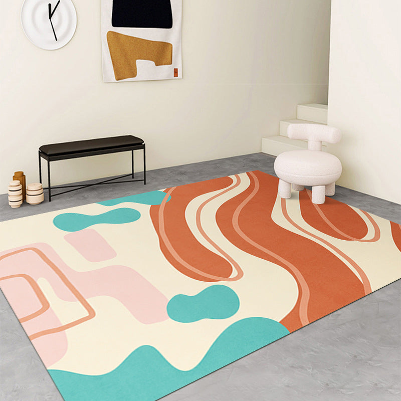 Modern Color Piece Rug Polyester Orange Rug Stain Resistant Rug for Drawing Room
