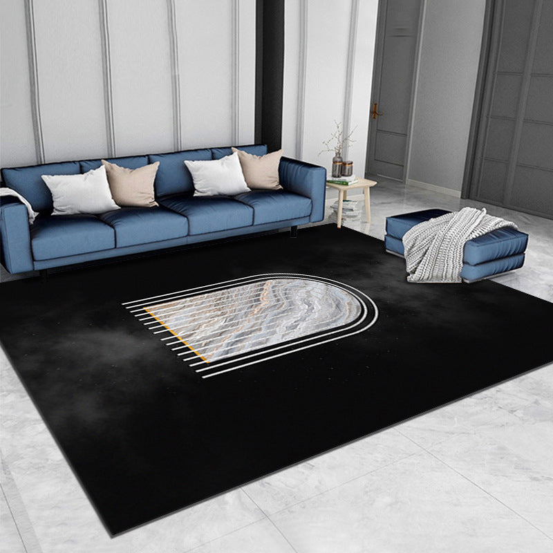 White Rug Polyester Pattern Area Rug Stain Resistant Indoor Rug for Living Room