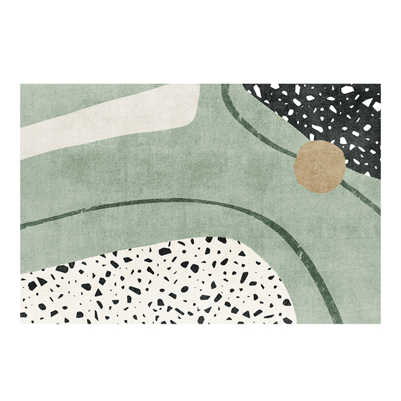 Green Modern Rug Polyester Graphic Rug Stain Resistant Rug for Living Room