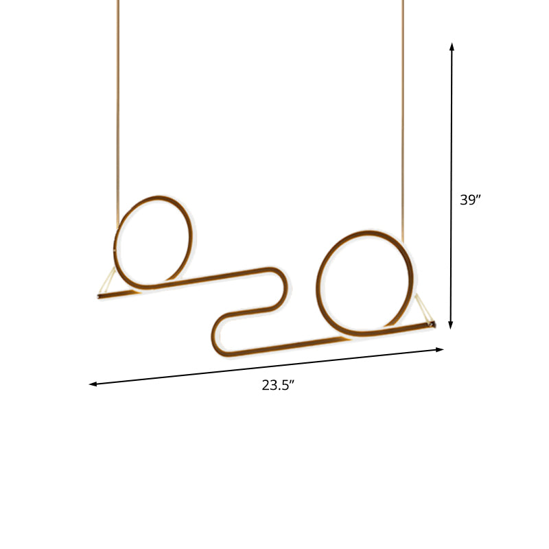 Salle à manger torsadée Pendante Light acrylique LED de suspension de plafond contemporain en noir