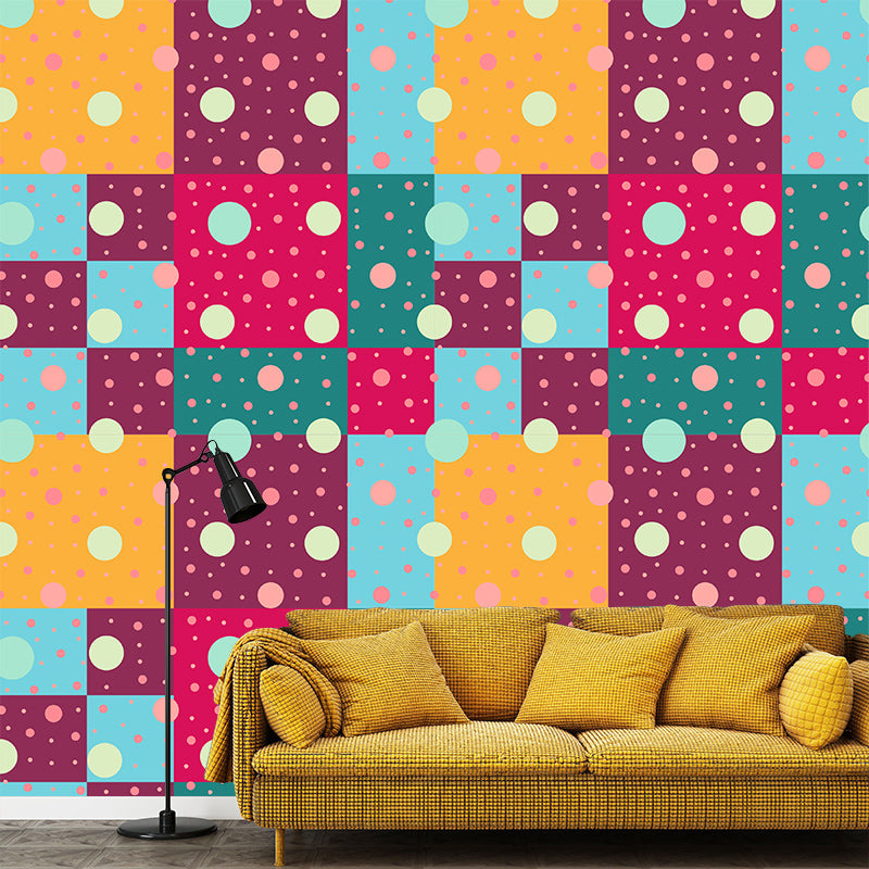 Modern Style Wall Mural Wallpaper Polka Dot Illustration Bedroom Wall Mural