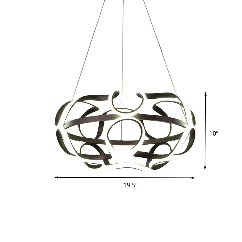 Zeitgenössische verdrehte hängende Lampe Acryl Wohnzimmer LED Kronleuchter Anhänger Licht im Kaffee