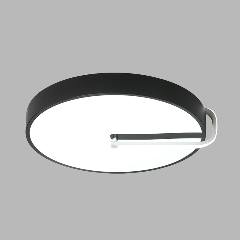 Simple Drum Flush Mount Lighting Metal LED Bedroom Close to Ceiling Lamp in Black, 16"/19.5" Wide