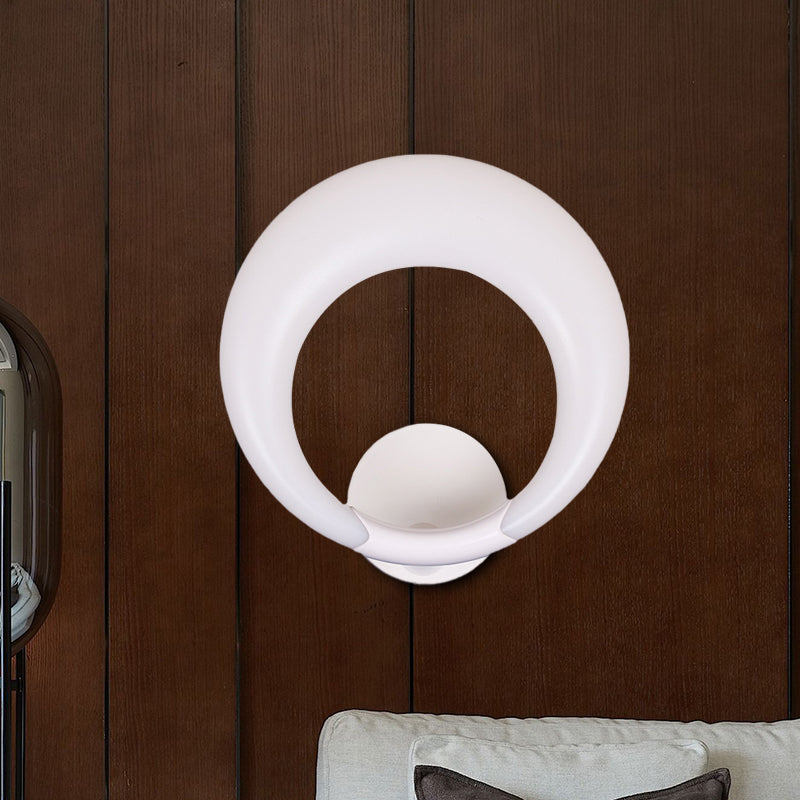 LED Bedside Wall Light Fixture Nordic Style White/Black Wall Sconce with Crescent Moon Acrylic Shade