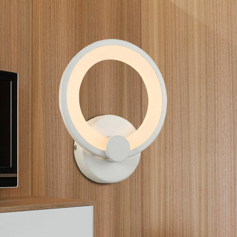 White Hoop Wall Sconce Lighting Simple LED Acrylic Wall Mounted Lamp Fixture for Corner