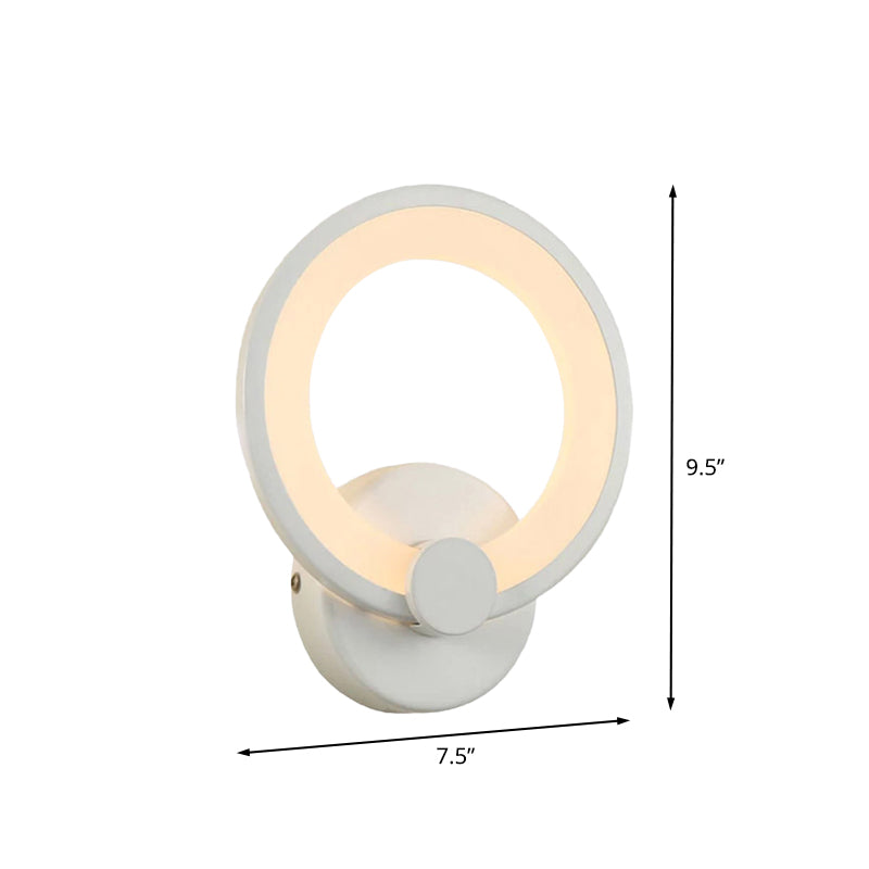 White Hoop Wall Sconce Lighting Simple LED Acrylic Wall Mounted Lamp Fixture for Corner