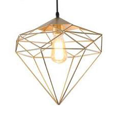 1 Light Prism Cage Pendant Lighting Modern Style Gold Metallic Suspension Lamp with Adjustable Cord