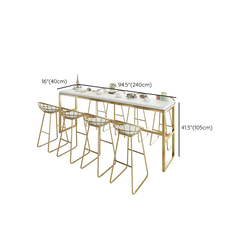 Glam Pub Table Bar Height Rectangle Bar Table for Indoor Use