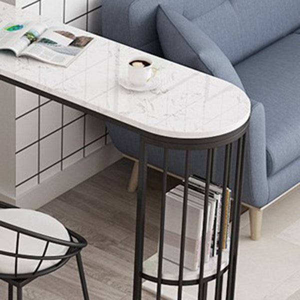 White Marble Bar Dining Table Glam Double Pedestal Bar Height Table