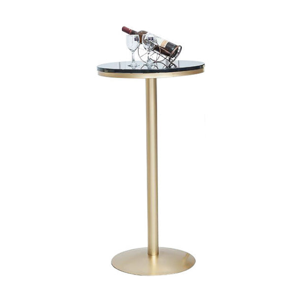 Solid Wood Bar Table Gold and Metal Base Bar Table for Kitchen Living Room Coffee Room