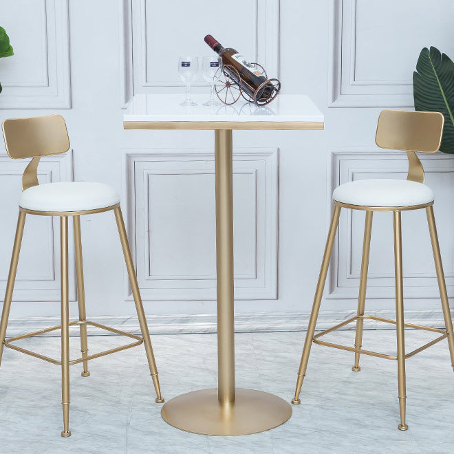 Solid Wood Bar Table Gold and Metal Base Bar Table for Kitchen Living Room Coffee Room