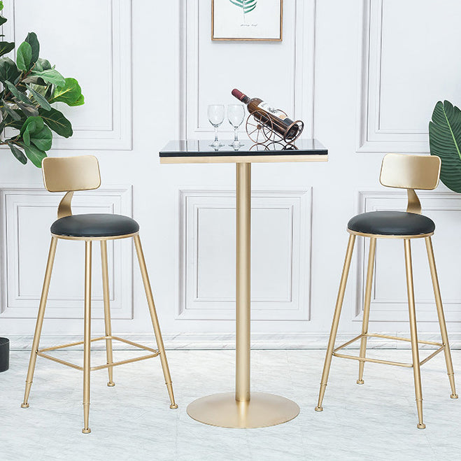 Solid Wood Bar Table Gold and Metal Base Bar Table for Kitchen Living Room Coffee Room