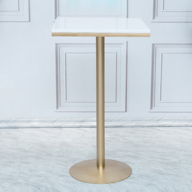 Solid Wood Bar Table Gold and Metal Base Bar Table for Kitchen Living Room Coffee Room