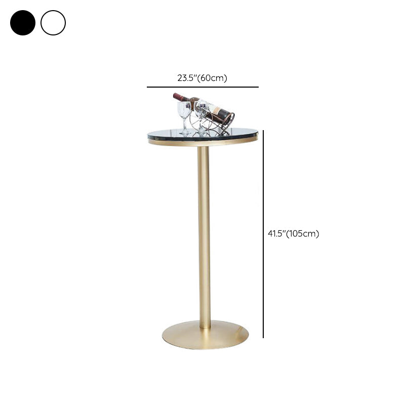 Solid Wood Bar Table Gold and Metal Base Bar Table for Kitchen Living Room Coffee Room