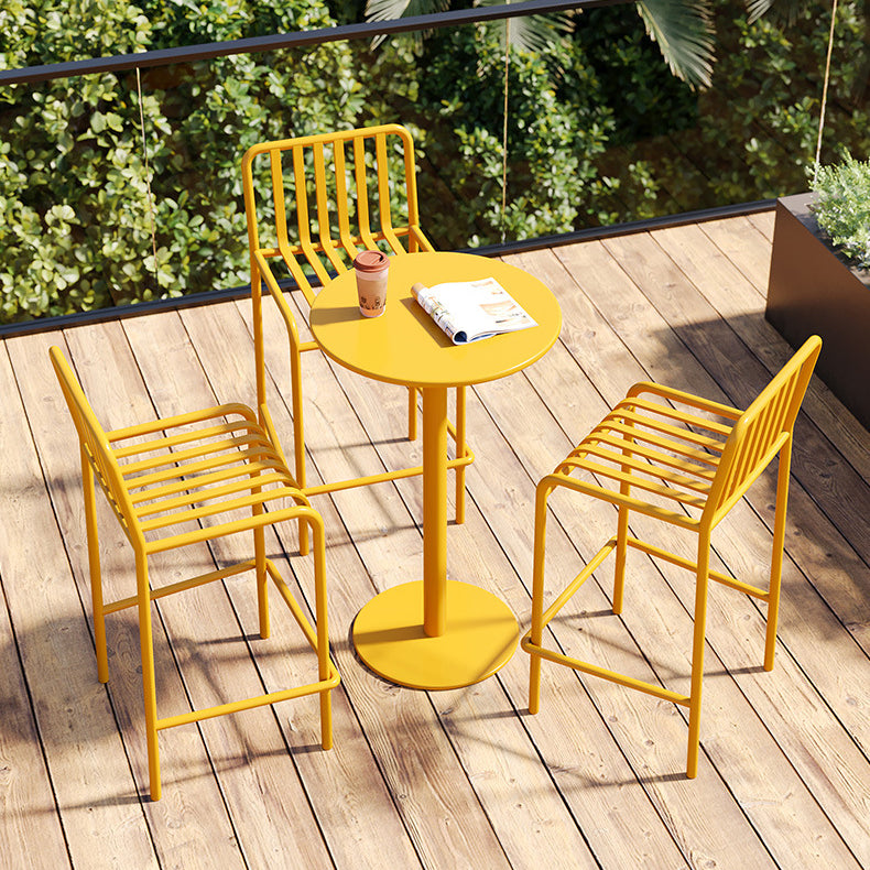 Modern Round Metal Bar Table Dining Table - 23.6" L x 23.6" W x 41.3" H