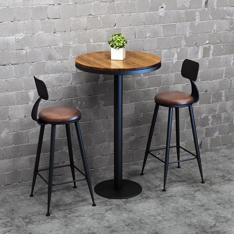 Industrial Solid Wood Bar Table Black and Metal Base Bar Table