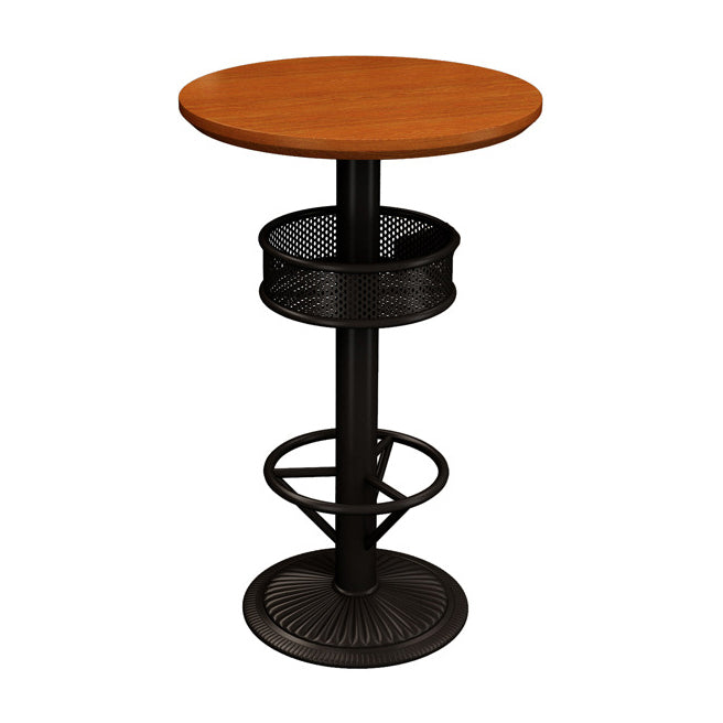 Industrial Brown Wood Bar Table Black and Metal Base Bar Table