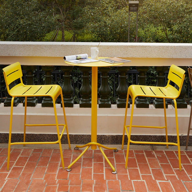 Industrial Outdoor Bar Height Table Metal Bar Table with Pedestal