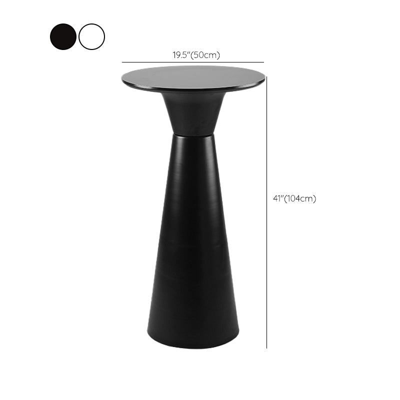 Contemporary Round Bar Height Table Metal Base Bar Table in Black and White