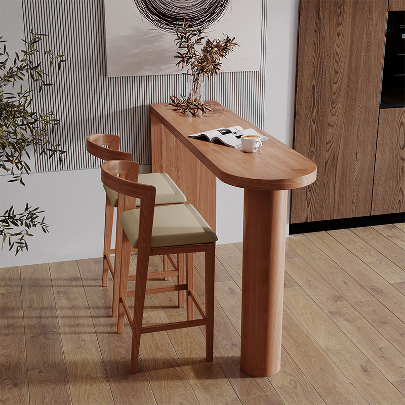 Double Pedestal Bar Table Industrial Pine Solid Wood Bar Dining Table for Living Room