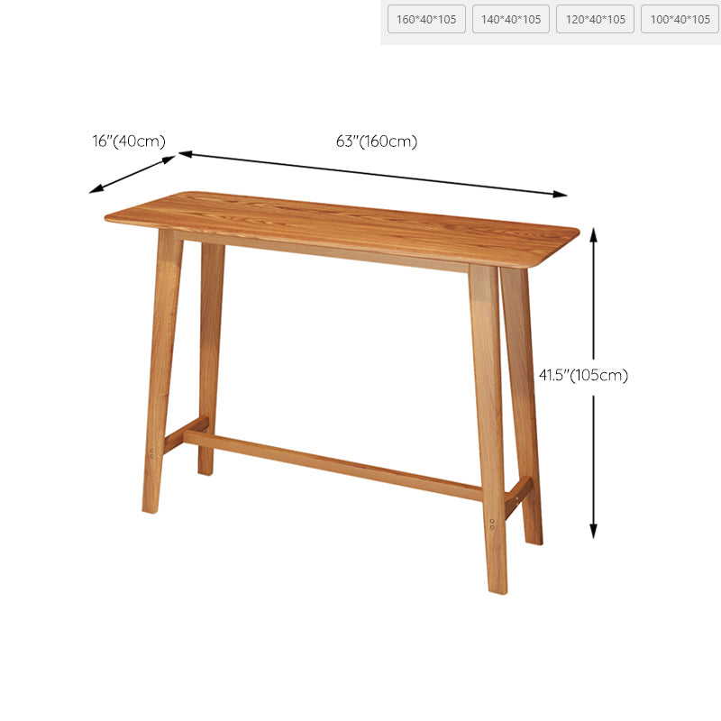 Trestle Base Bar Table Industrial Solid Wood Bar Dining Table with Footrest
