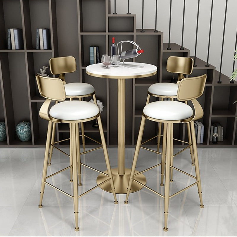 Glam Faux Marble Bar Table 41.3"H Pedestal Bistro Bar Desk with Metal Base