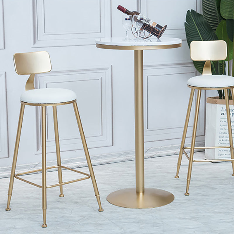 Round Bar Table Gold and Metal Base Bar Table for Kitchen Living Room Coffee Room