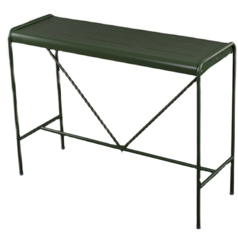 Rectangle Outdoor Bar Dining Table Metal Bar Table with Trestle Base