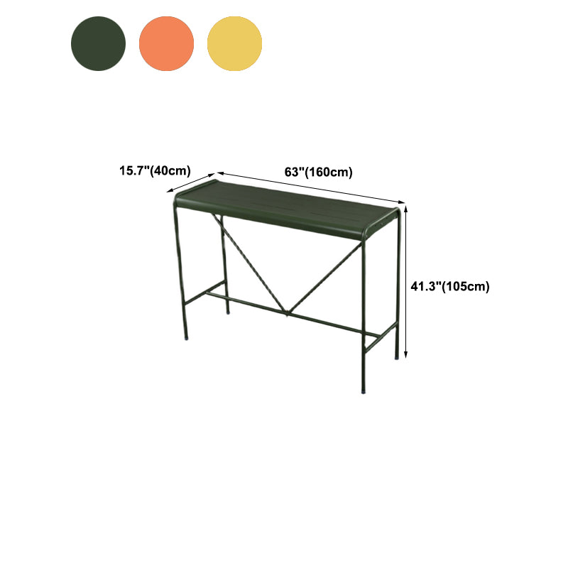 Rectangle Outdoor Bar Dining Table Metal Bar Table with Trestle Base
