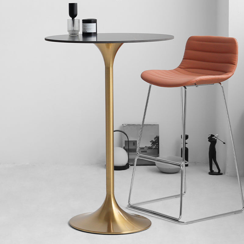 Contemporary Round Bar Height Table Metal Pedestal Bar Table for Cafe and Breakroom