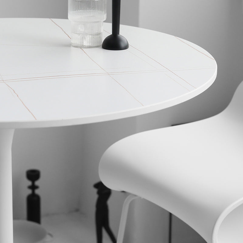 Contemporary Round Bar Height Table Metal Pedestal Bar Table for Cafe and Breakroom