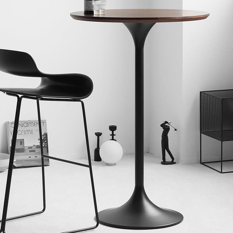 Contemporary Round Bar Height Table Metal Pedestal Bar Table for Cafe and Breakroom