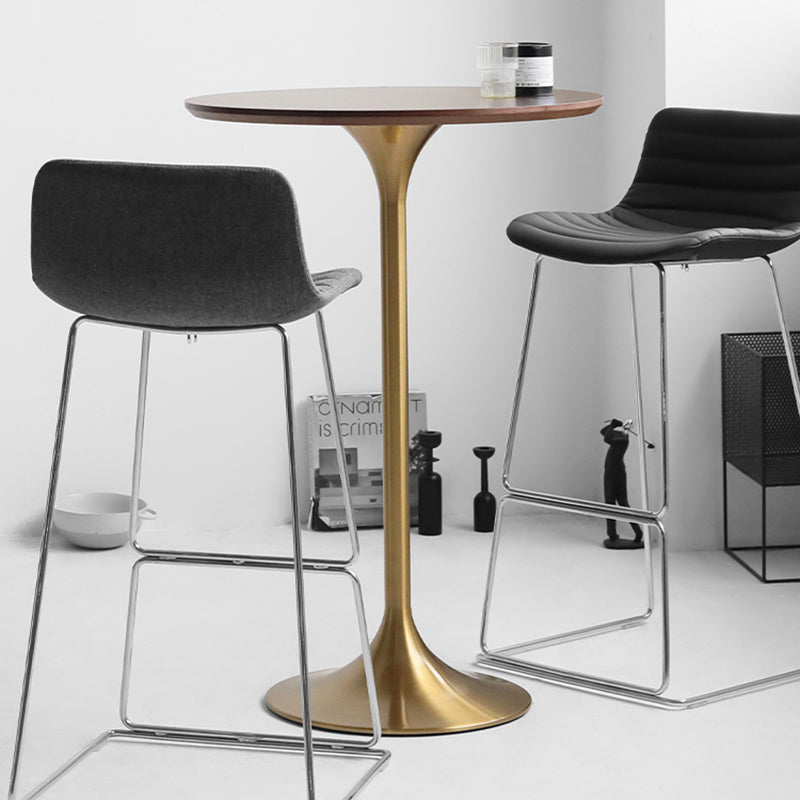 Contemporary Round Bar Height Table Metal Pedestal Bar Table for Cafe and Breakroom