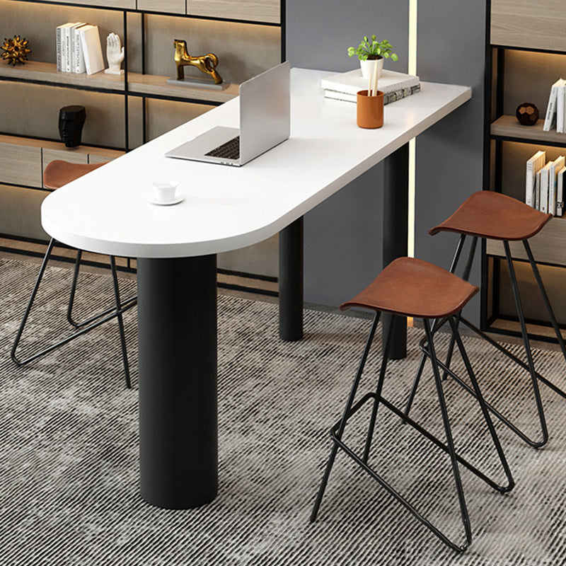 White Solid Wood Top Bar Height Table Industrial Style Metal Legs Bar Table