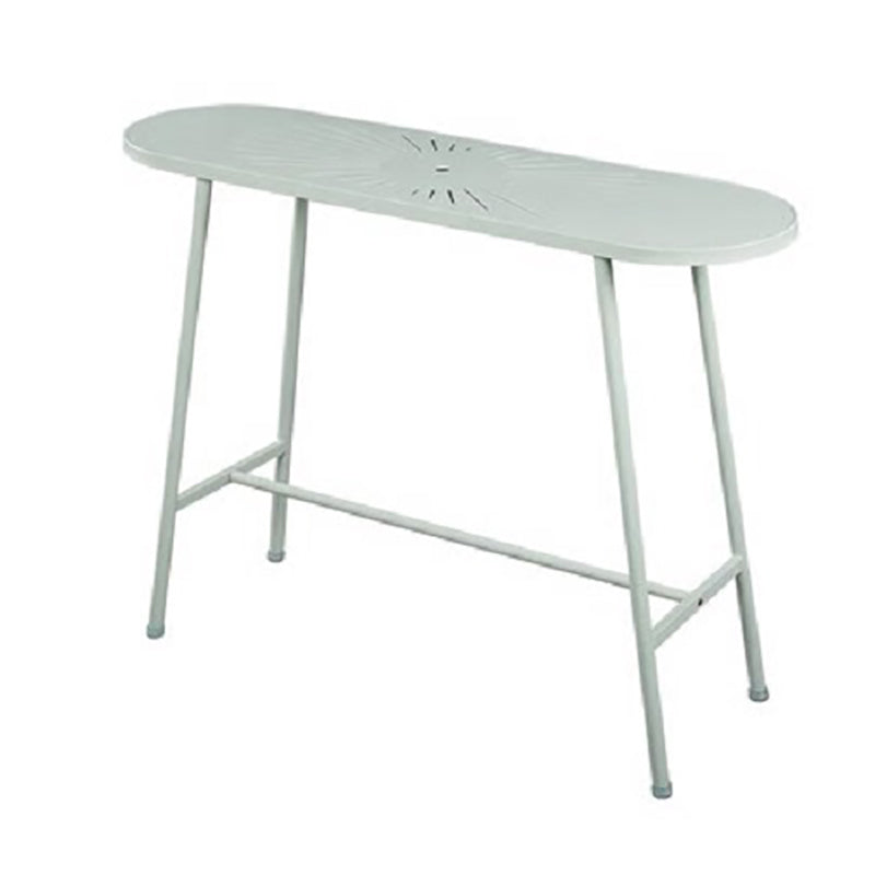 Modern Oval Pub Table Metal Bar Height Table with Footrest for Outdoor