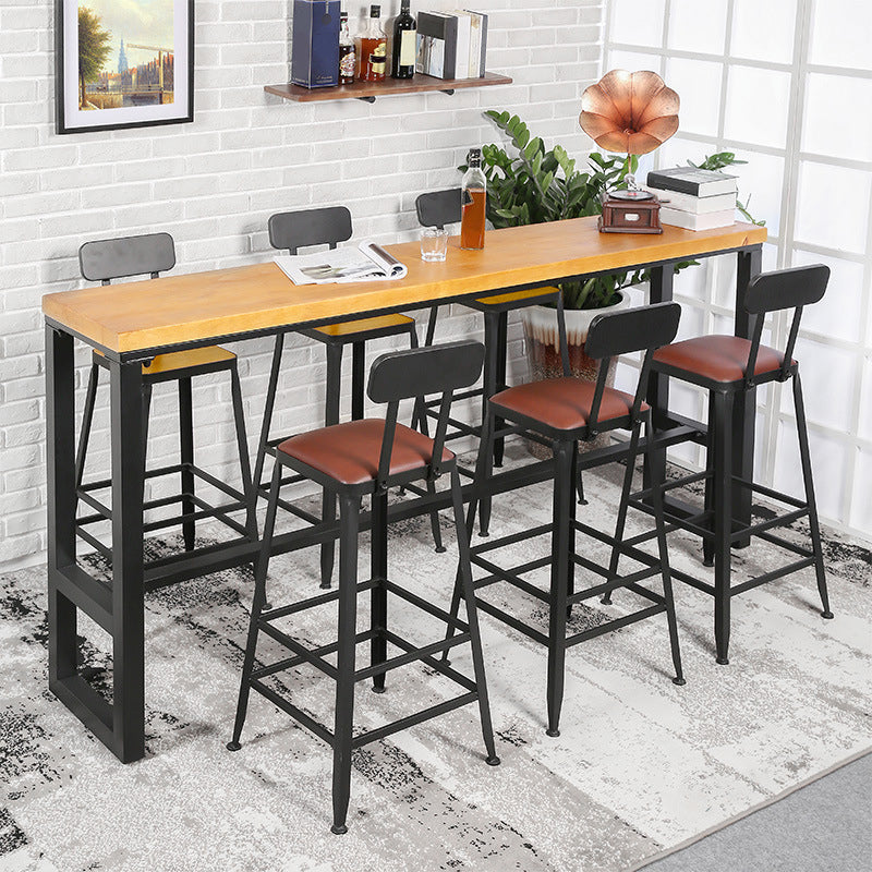 Industrial Style Bar Table Solid Wood Rectangle Pub Table for Indoor