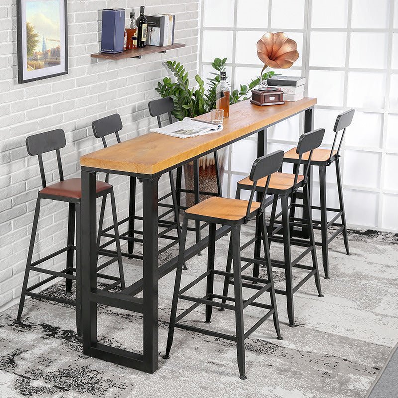 Industrial Style Bar Table Solid Wood Rectangle Pub Table for Indoor