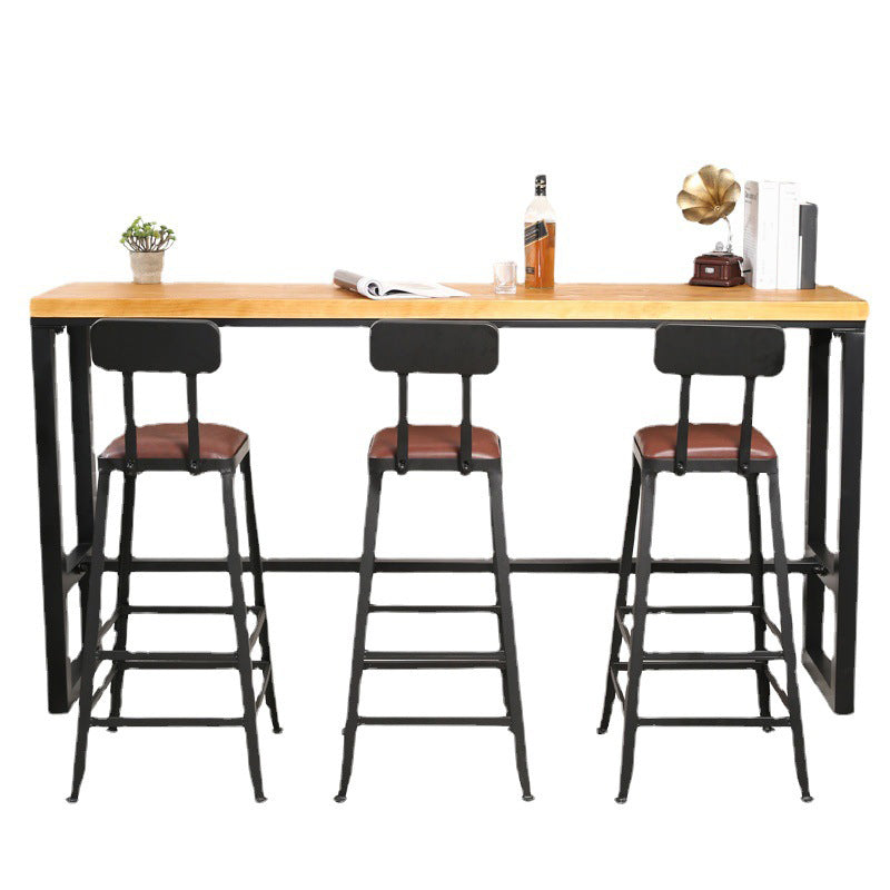 Industrial Style Bar Table Solid Wood Rectangle Pub Table for Indoor